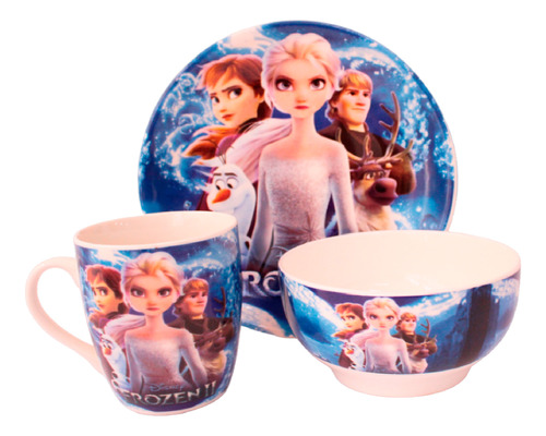 Set 3 Piezas Vajilla Infantil Vaso Taza Plato Frozzen 