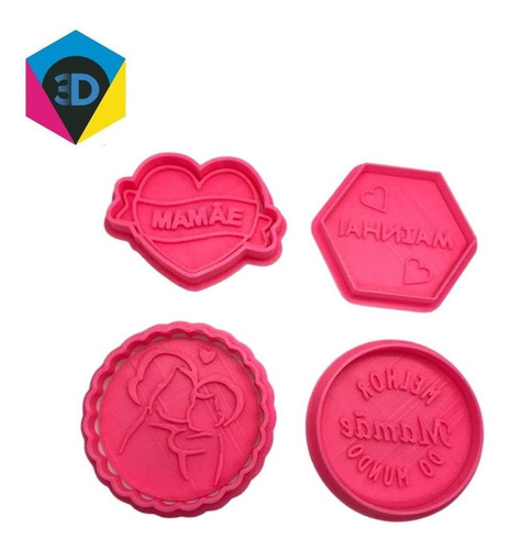 Imagem 4 de 6 de Cortador De Biscuit Dia Das Mães 4 Peças Barato