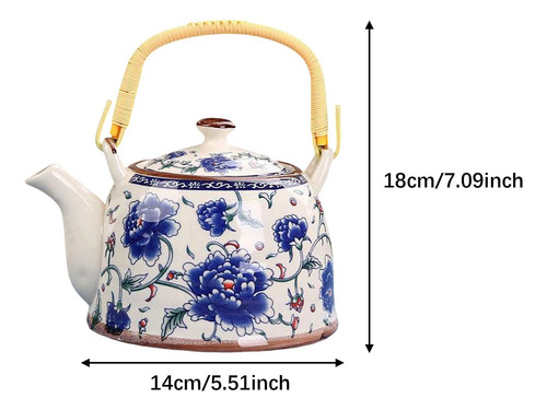 Chaleira De Chá De Chá De Porcelana Kettle 900ml Peônia