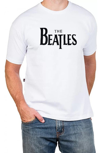 Camiseta The Beatles Escrita Branca - Unissex