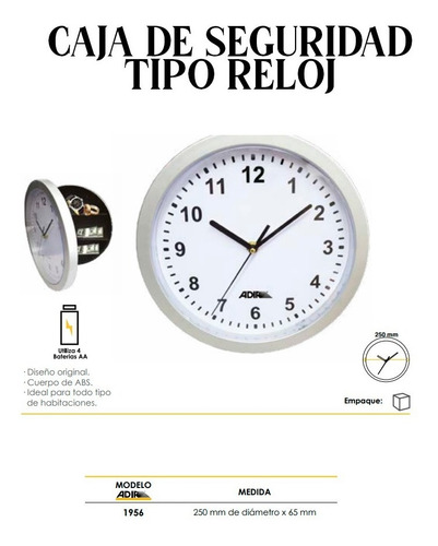 Imagen 2 de 8 de Caja Fuerte Tipo Reloj Caja Secreta Camuflada Adir 1956