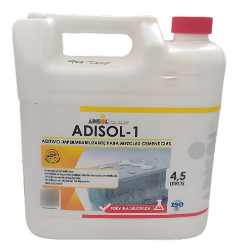 Adisol 1 -  Impermeabilizante Hormigón Y  Mortero 4.5 Lts.