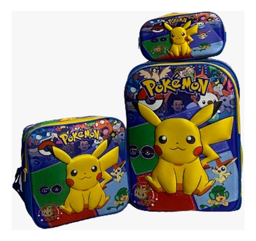 Kit Mochila Primaria Jumbo Lonchera Lapicera 3d 3pzas Envío