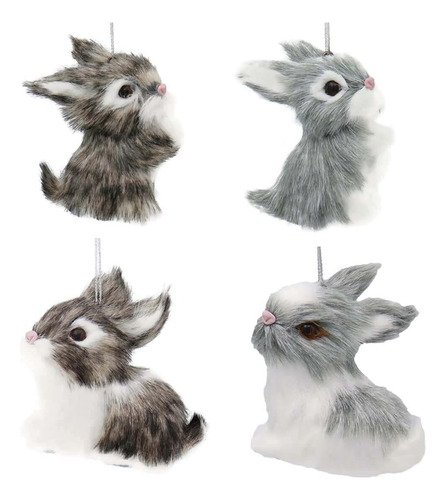 Adornos De Conejitos Peludos, Surtido De 4 Units.