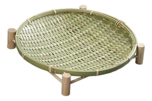 Cesta Tejida De Bambú, Cesta Para Servir Con 30cm Verde