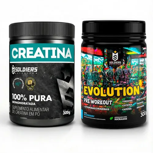 Creatina 300g + Pré-treino Blueberry Evolution 300g - Soldiers Nutrition