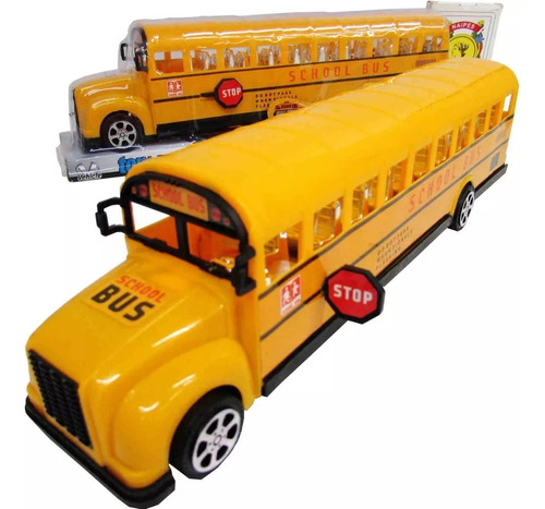 Colectivo Autobus Escolar Clásico A Friccion Vehículo Niños Color Multicolor