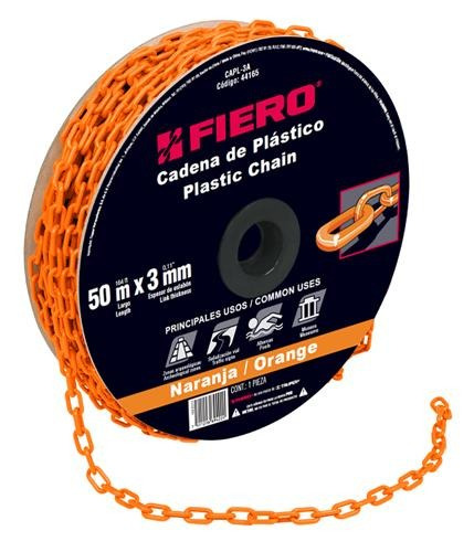 Cadena Plastica 3 Mm X 50 Mt Naranja Fiero 44165