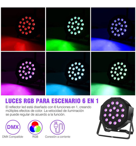 Imagen 2 de 7 de Cañon De Leds 18x3 Audioritmico Dmx Multicolor