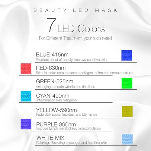 Máscara Facial Led De 7 Colores Con Fotones Azules Y Rojos