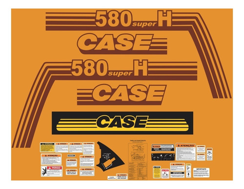 Kit Adesivos Retroescavadeira Case 580 Super H Mk