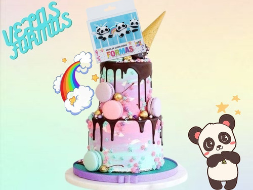 Imagen 2 de 5 de Velas Formas Ositos Panda Arco Iris Cotillón Cumpleaños