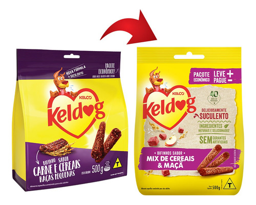Petisco Bifinho Keldog Mix De Cereais E Maçã 500g - Kelco