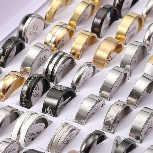 Lote 100 Anillos Acero Inoxidable Mayoreo Surtidos Bisuteria