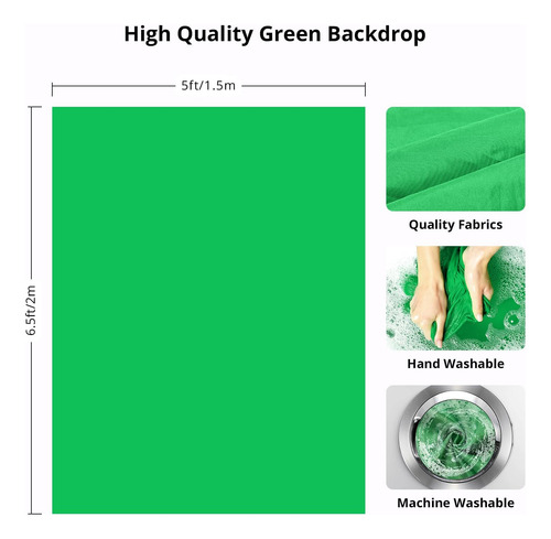 Fondo De Pantalla Verde 1.5 X 2 M Con Soporte Ajustable