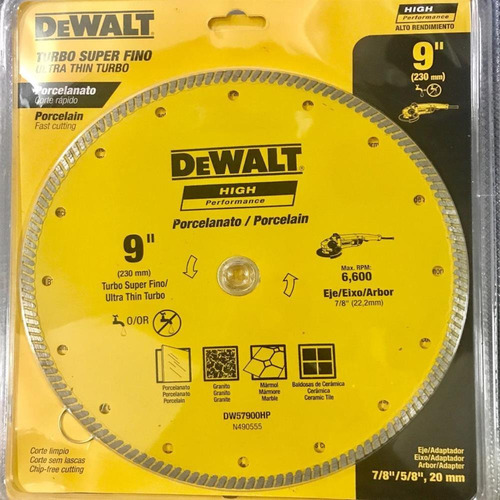 Grinder 9 con disco de diamante para azulejos de porcelana, 230 mm, Dewalt