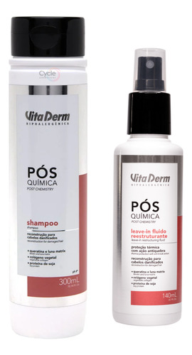 Kit 1 Shampoo Pós Quimica + 1 Leave In Pós Quimica Vita Derm