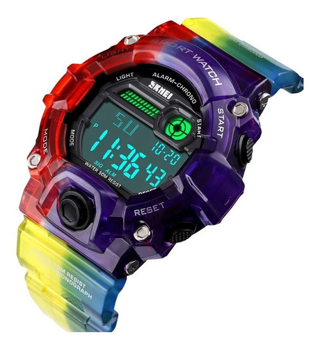 Relógio Masculino Skmei Digital 1197 - Roxo E Vermelho