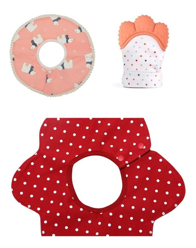 2 Baberos Circulares Con Guante Mordedera De Regalo