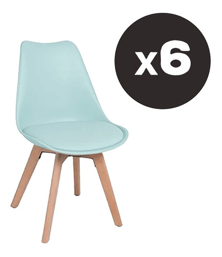 Pack 6 Silla Eames Menta  Acolchada Dsw Comedor Escritorio 