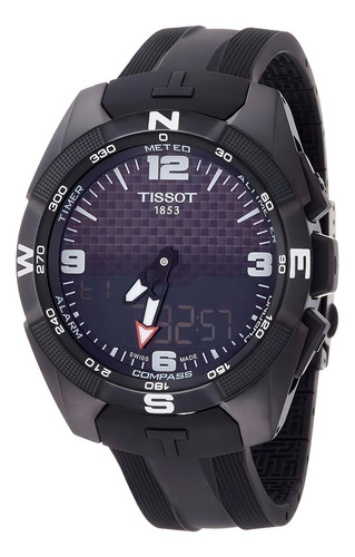 Pulseira de mostrador preta Tissot T-touch Expert Solar Ii, cor preta