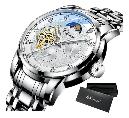 Relojes Chenxi Diamond Chronograph De Lujo Para Hombre Color Del Fondo Plateado