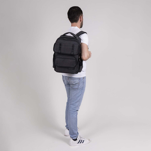 Mochila Grande Chenson Pro Ar Negro Multiples Bolsillos Juvenil