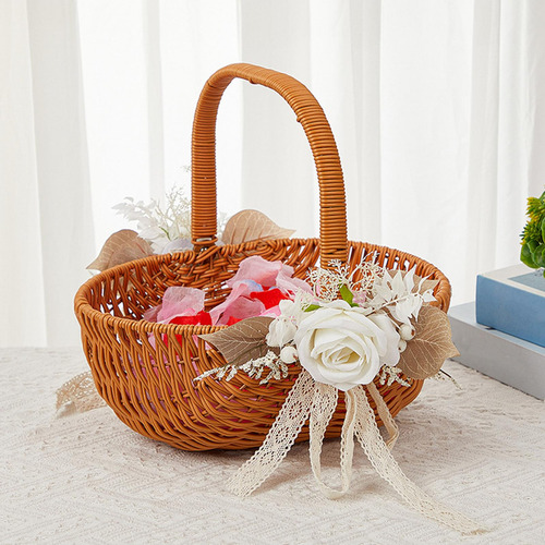 Cesta De Picnic De Mimbre De Imitación, Cesta De Frutas