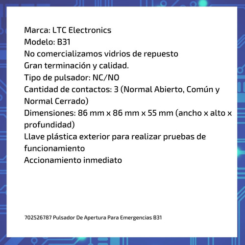 Imagen 6 de 10 de Pulsador De Apertura Para Emergencias B31