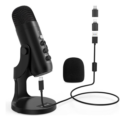 Micrófono De Condensador Zealsound, K66 Series, Usb, Negro