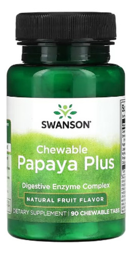 Swanson Papaya Plus Masticable 90 Tabletas Masticables Sabor Frutas Naturales