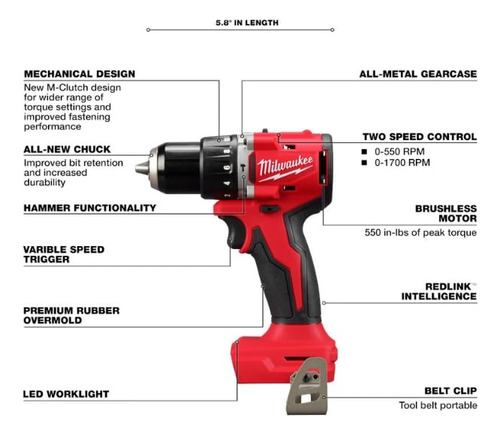 Kit Combinado Milwaukee M18 18 18 V, Iones De Litio, Sin Esc
