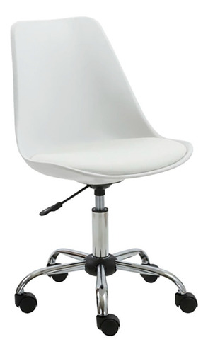 Silla De Oficina Tulip Giratoria Con Ruedas - Blanca / Negra