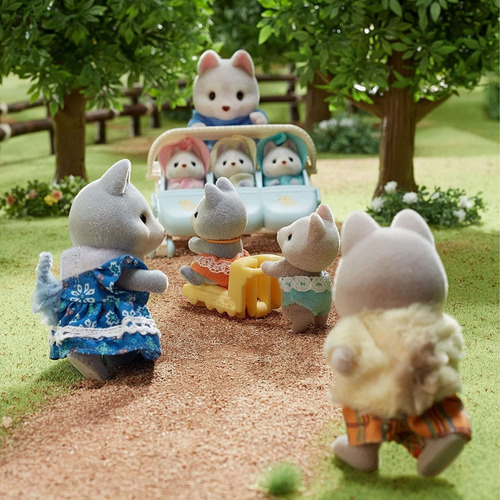 Sylvanian Families Gemelos Bebe Husky Tren Muñeco Juguete Tx