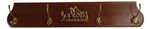 Perchero Madera Roble Macizo, Perchas Tropilla Bronce Marrón
