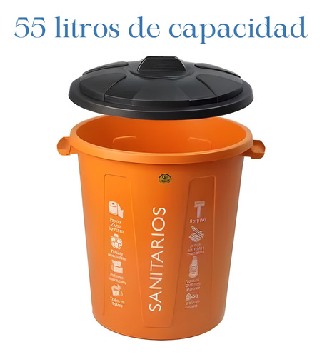 Cesto Contenedor Para Tipos De Basura Practibote 55 Litros