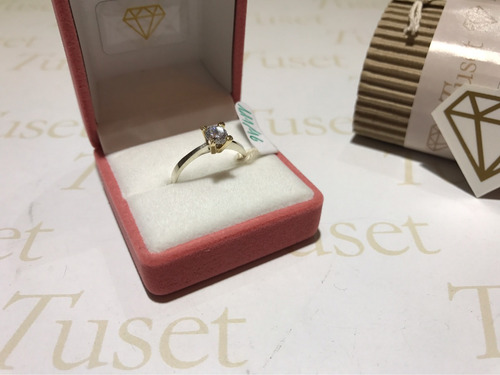 Solitario Cintillo, En Plata Y Oro 10 Klt. Piedra 5mm. Tuset