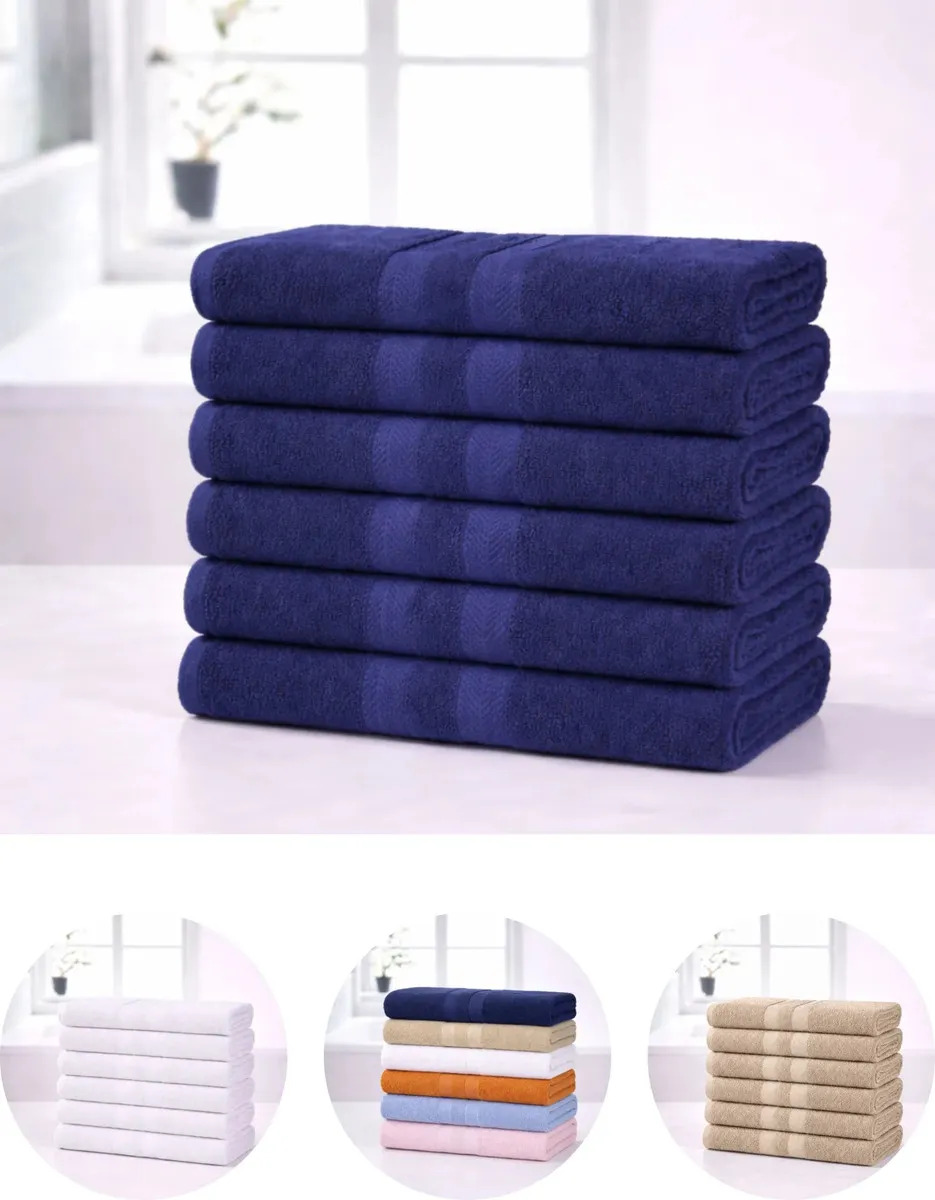 Kit 6 Toalha de Rosto Lisas Algodão Leves Macias Enxuta Toalha Para Salão Academia Hotel Pousada Clínica Pet Shop Barbearia Lavabo Banheiro Uso Diário Azul Marinho Escuro - 44x60 c