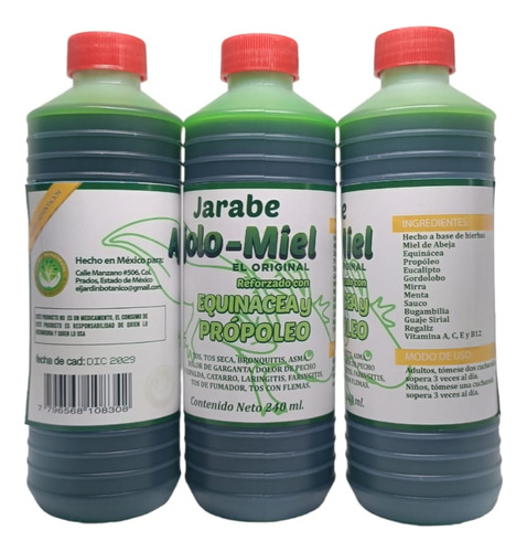 Jarabe Ajolo Miel Reforzado Original 240ml (3 Piezas)