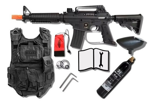 Marcadora Tippmann Alpha Black Bravo One Co2 Chaleco Xtreme