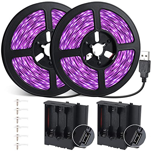 16.4ft Black Light Strip With Usb Plug + Battery Box, A...