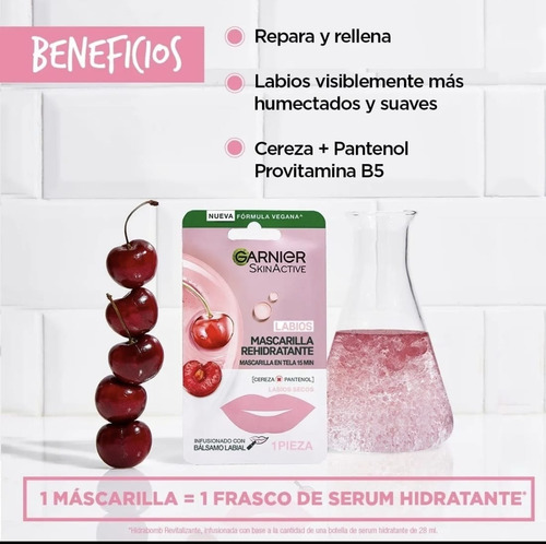 6 Pzas Mascarilla Para Labios Cereza