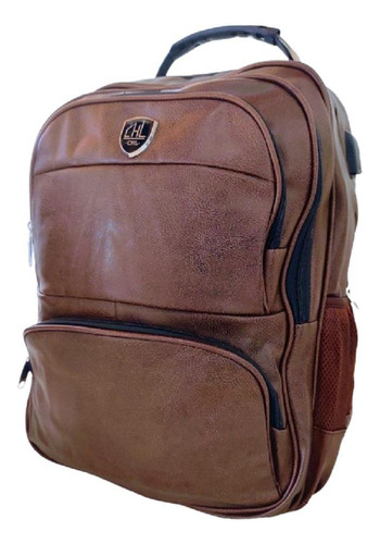 Mochila Luxo Marrom Reforçada Grande Notebook Universitário