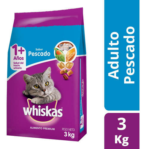 Alimento Gato Adulto Whiskas Pescado Bolsa 3 Kg