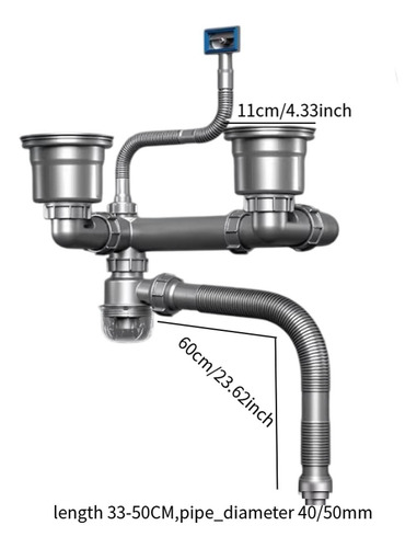 Flexible Sink Drain Pipe Rustproof Fittings For Double Slot