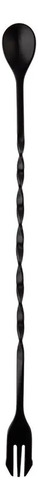 Colher Bailarina Com Garfo Espiral Drink Bebida Cor Preto