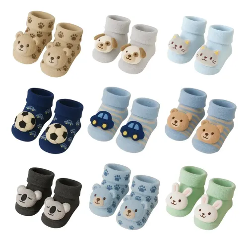 Kit 6 Pares Meia Bebê Menino Bichinho Inverno Premium 2026