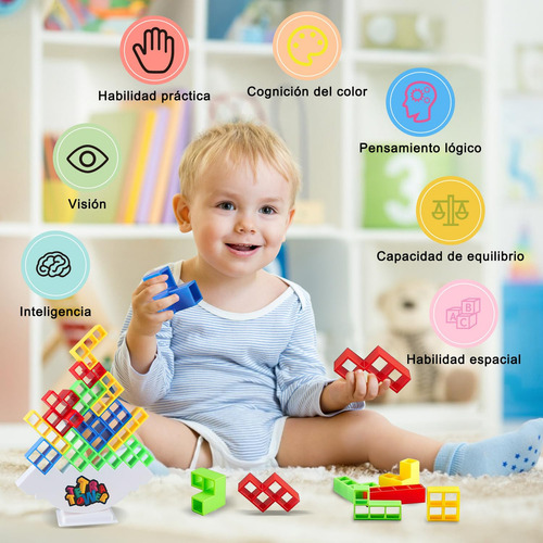 Juego Equilibrio Torre Tetra,64pcs Bloque Construcción
