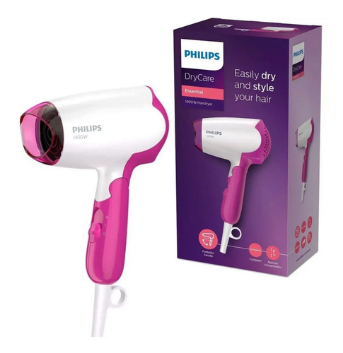 Imagen 4 de 7 de Secador de pelo Philips DryCare Essential BHD003/00 blanco y rosa 220V - 240V