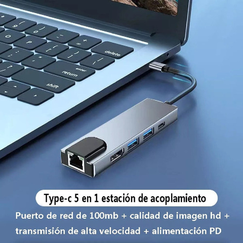 Wang Adaptador De Hub Tipo C 5 Em 1 Ethernet Hdmi Usb 3.0